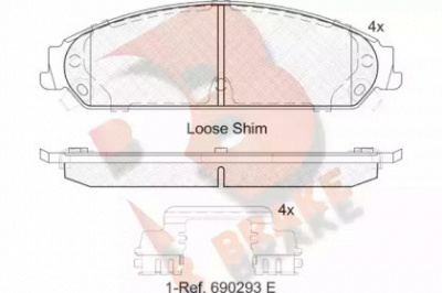 R BRAKE rb2068 -  Комплект тормозных колодок, дисковый тормоз